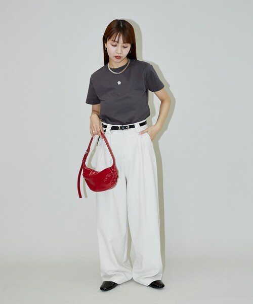 MARY QUANT × PUBLUX/マリークワント ワンポイント 刺繍 ロゴT