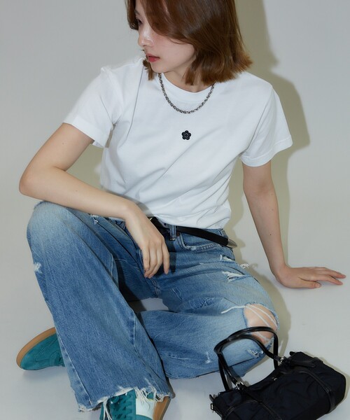 MARY QUANT × PUBLUX/ ワンポイント刺繍ロゴスウェットブラック MARY QUANT × PUBLUX/マリークワント ワンポイント刺繍ロゴ