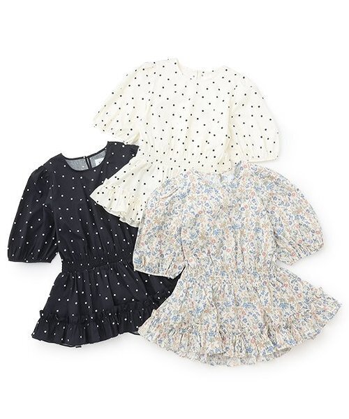 petit main LIEN（プティマインリアン）の「【リンク】パフスリーブ柄チュニック（チュニック・レディース・アイボリー/ブラック/カラフル・F）」の10枚目の写真