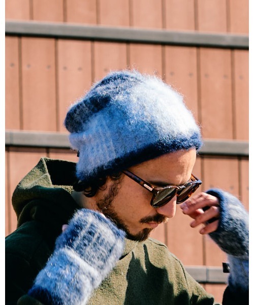 wjk(ダヴルジェイケイ)の「mohair shaggy knit beanie(ニットキャップ/ビーニー・メンズ・ブラック/ダークブラック/ブルー・FREE)」の3枚目の写真
