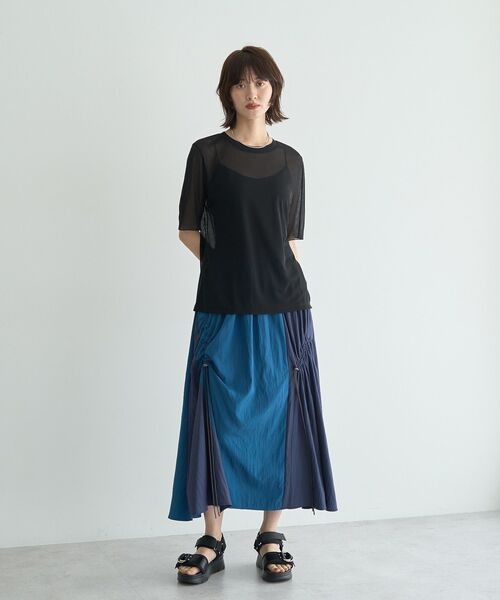 YECCA VECCA（イェッカヴェッカ）の「クルーネック5分袖シアートップス（Tシャツ/カットソー・レディース・ブラック/オフホワイト・FREE）」の19枚目の写真