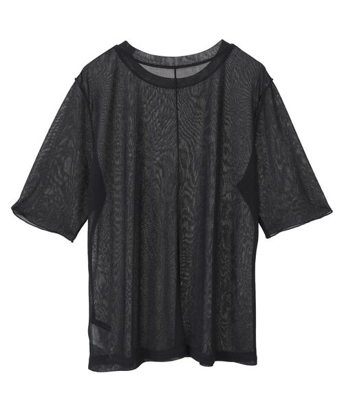 YECCA VECCA（イェッカヴェッカ）の「クルーネック5分袖シアートップス（Tシャツ/カットソー・レディース・ブラック/オフホワイト・FREE）」の10枚目の写真