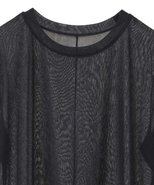 YECCA VECCA（イェッカヴェッカ）の「クルーネック5分袖シアートップス（Tシャツ/カットソー・レディース・ブラック/オフホワイト・FREE）」の9枚目の写真