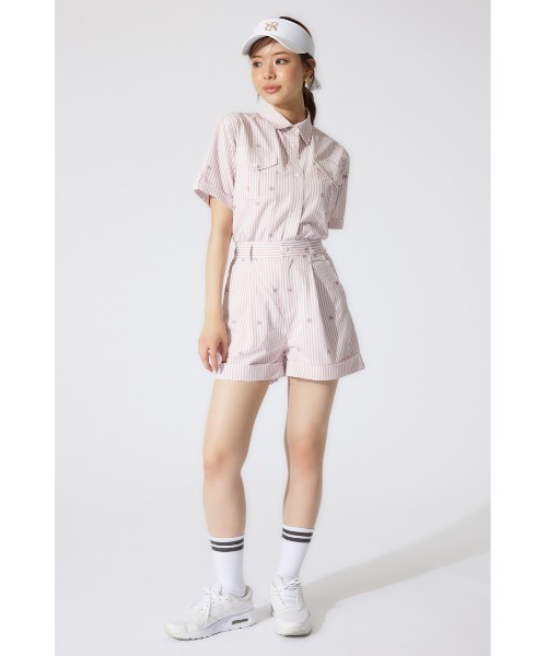 ブラウス シャツ 「RIENDA GOLF」オリジナルロゴオープンカラーシャツ 半袖 夏服 レディース セール】【RIENDA GOLF】オリジナルロゴオープンカラーシャツ