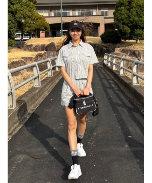 ブラウス シャツ 「RIENDA GOLF」オリジナルロゴオープンカラーシャツ 半袖 夏服 レディース セール】【RIENDA GOLF】オリジナルロゴオープンカラーシャツ