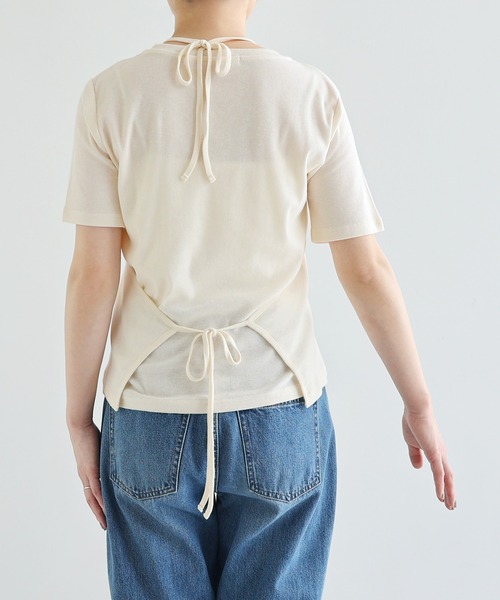 Freesia by andme(フリージアバイアンドミー)の「ホルターネックシアーレイヤードTシャツ(Tシャツ/カットソー・レディース・ブラック/キナリ/グリーン系その他・M)」の9枚目の写真