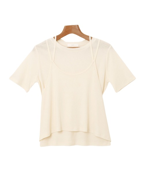 Freesia by andme(フリージアバイアンドミー)の「ホルターネックシアーレイヤードTシャツ(Tシャツ/カットソー・レディース・ブラック/キナリ/グリーン系その他・M)」の5枚目の写真