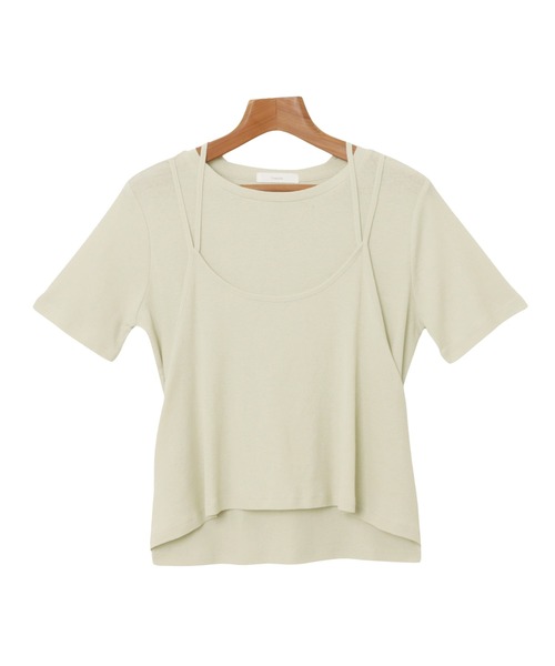 Freesia by andme(フリージアバイアンドミー)の「ホルターネックシアーレイヤードTシャツ(Tシャツ/カットソー・レディース・ブラック/キナリ/グリーン系その他・M)」の6枚目の写真