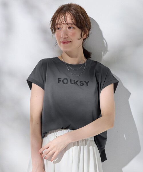 ANY(エニィ)の「グリッタープリントロゴTシャツ(Tシャツ/カットソー・レディース・グレー系/アイボリー系/ベージュ系・4)」の12枚目の写真