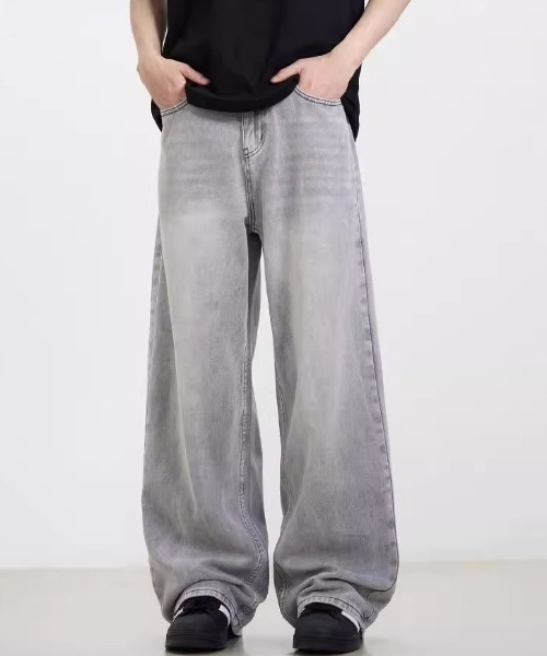 セール】ウォッシュドバギーデニムパンツ ワイドデニムパンツ
