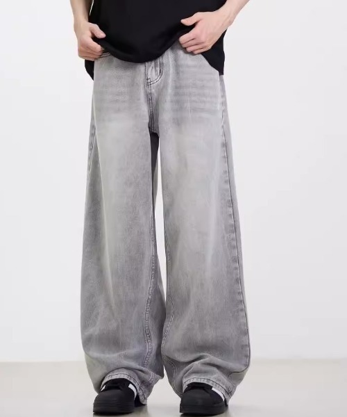 セール】ウォッシュドバギーデニムパンツ ワイドデニムパンツ