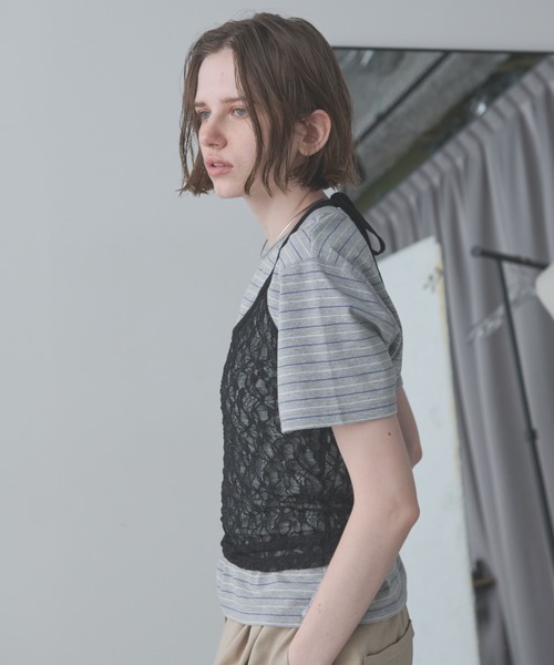 Aunt Marie's（アントマリーズ）の「マルチボーダーコンパクトTシャツ（Tシャツ/カットソー・レディース・グレー/ベージュ/チャコールグレー・FREE）」の11枚目の写真
