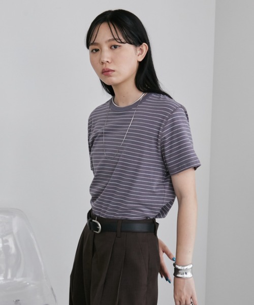 Aunt Marie's（アントマリーズ）の「マルチボーダーコンパクトTシャツ（Tシャツ/カットソー・レディース・グレー/ベージュ/チャコールグレー・FREE）」の16枚目の写真