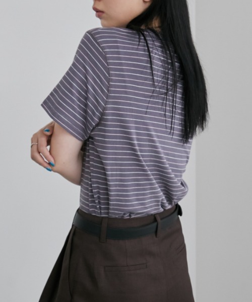 Aunt Marie's（アントマリーズ）の「マルチボーダーコンパクトTシャツ（Tシャツ/カットソー・レディース・グレー/ベージュ/チャコールグレー・FREE）」の17枚目の写真