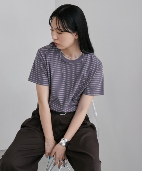 Aunt Marie's（アントマリーズ）の「マルチボーダーコンパクトTシャツ（Tシャツ/カットソー・レディース・グレー/ベージュ/チャコールグレー・FREE）」の19枚目の写真