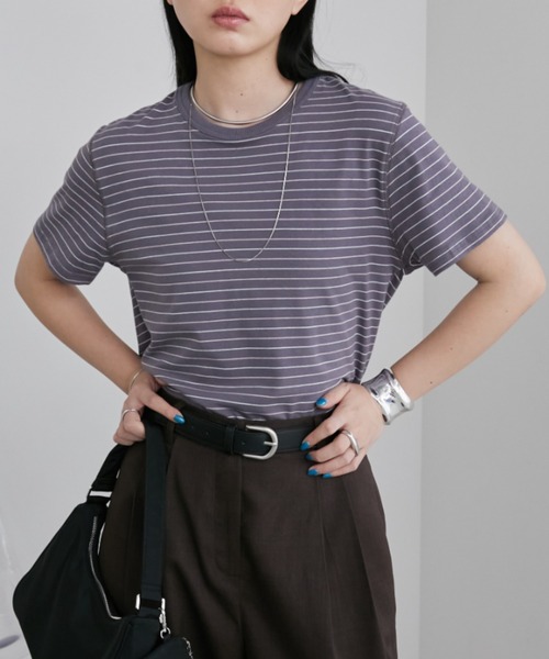 Aunt Marie's（アントマリーズ）の「マルチボーダーコンパクトTシャツ（Tシャツ/カットソー・レディース・グレー/ベージュ/チャコールグレー・FREE）」の15枚目の写真