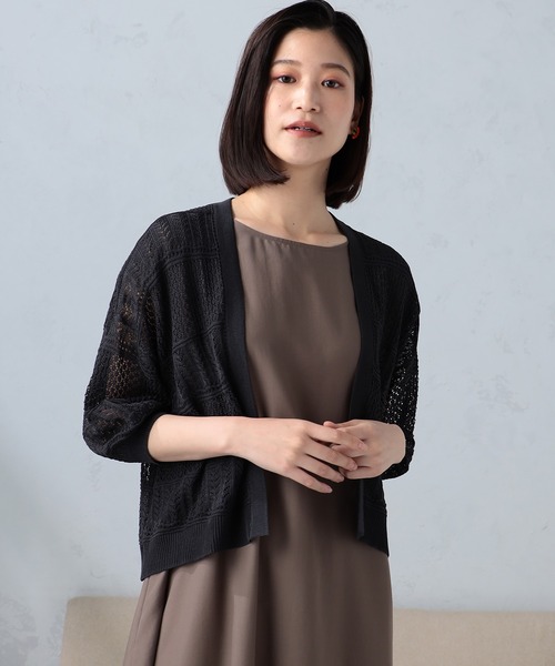 GALLORIA(ギャローリア)の「透かし編みショートボレロ(カーディガン/ボレロ・レディース・チャコールグレー/オフホワイト・LL/S/M/L)」の8枚目の写真