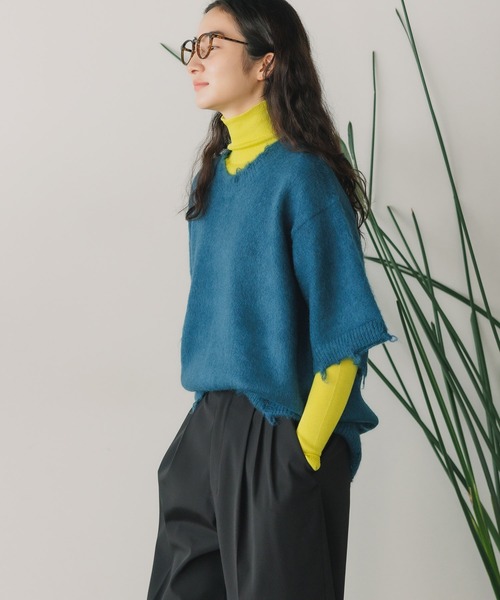 PROVOKE （プロヴォーク）の「PROVOKE/プロヴォーク frayed pullover knit ニット（ニット/セーター・レディース・インディゴブルー・FREE）」の8枚目の写真
