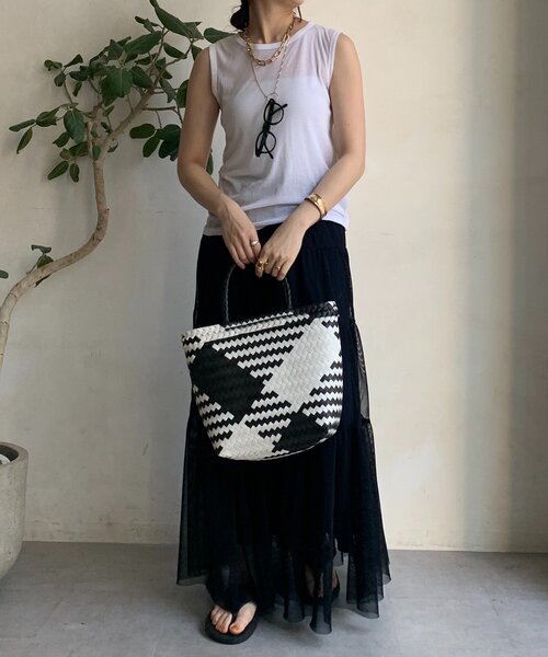 DouDou（ドゥドゥ）の「コットンシアータンク（Tシャツ/カットソー・レディース・オフホワイト/ブラック/ブラウン/ピンク/オレンジ・FREE）」の7枚目の写真