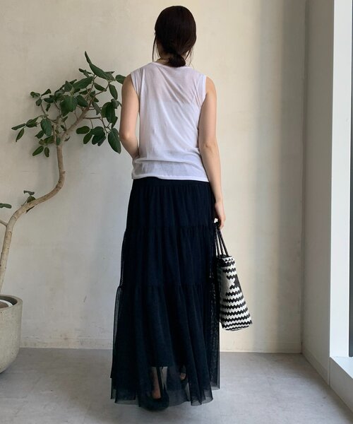 DouDou（ドゥドゥ）の「コットンシアータンク（Tシャツ/カットソー・レディース・オフホワイト/ブラック/ブラウン/ピンク/オレンジ・FREE）」の10枚目の写真