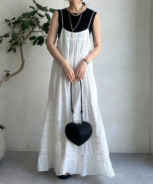 DouDou（ドゥドゥ）の「コットンシアータンク（Tシャツ/カットソー・レディース・オフホワイト/ブラック/ブラウン/ピンク/オレンジ・FREE）」の17枚目の写真