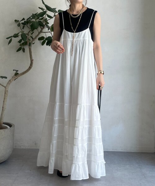 DouDou（ドゥドゥ）の「コットンシアータンク（Tシャツ/カットソー・レディース・オフホワイト/ブラック/ブラウン/ピンク/オレンジ・FREE）」の18枚目の写真