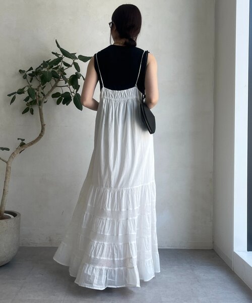 DouDou（ドゥドゥ）の「コットンシアータンク（Tシャツ/カットソー・レディース・オフホワイト/ブラック/ブラウン/ピンク/オレンジ・FREE）」の19枚目の写真