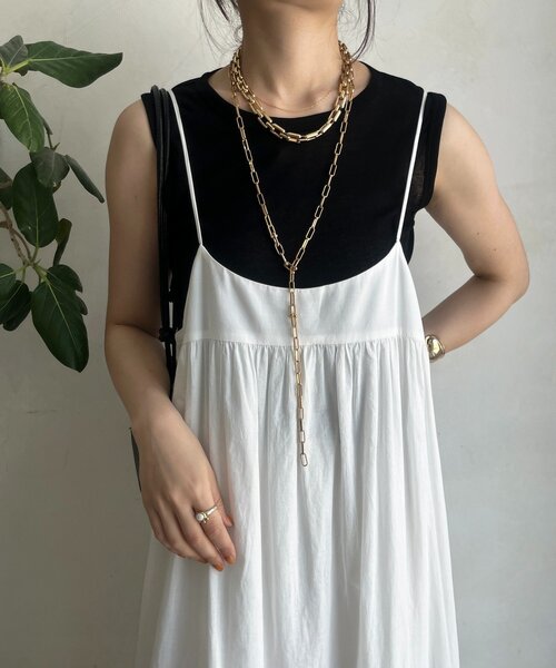 DouDou（ドゥドゥ）の「コットンシアータンク（Tシャツ/カットソー・レディース・オフホワイト/ブラック/ブラウン/ピンク/オレンジ・FREE）」の20枚目の写真