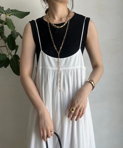 DouDou（ドゥドゥ）の「コットンシアータンク（Tシャツ/カットソー・レディース・オフホワイト/ブラック/ブラウン/ピンク/オレンジ・FREE）」の21枚目の写真