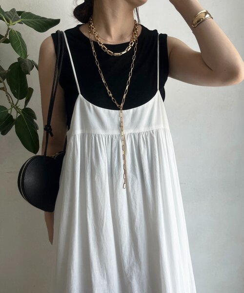 DouDou（ドゥドゥ）の「コットンシアータンク（Tシャツ/カットソー・レディース・オフホワイト/ブラック/ブラウン/ピンク/オレンジ・FREE）」の22枚目の写真