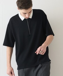 Blue Standard （ブルースタンダード）の「【Blue Standard:ブルースタンダード】接触冷感 COOLスムース 襟配色 リラックスフィット ジップポロ（ポロシャツ）」