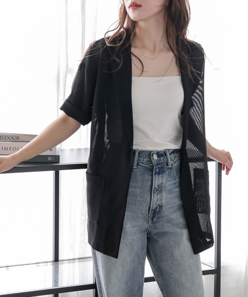 La-gemme（ラジェム）の「メッシュシアージャケット（その他アウター・レディース・ベージュ/ブラック・フリー）」の10枚目の写真