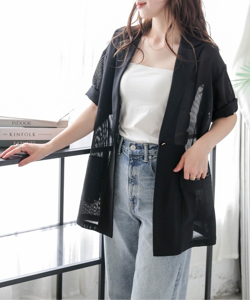 La-gemme（ラジェム）の「メッシュシアージャケット（その他アウター・レディース・ベージュ/ブラック・フリー）」の11枚目の写真