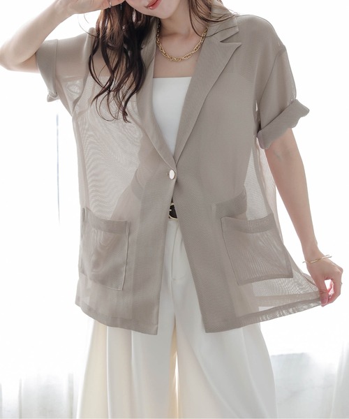 La-gemme（ラジェム）の「メッシュシアージャケット（その他アウター・レディース・ベージュ/ブラック・フリー）」の20枚目の写真