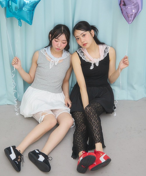 3.3 Field Trip （3.3フィールドトリップ）の「3.3 Field Trip／リボンレースバイカーパンツ（その他パンツ・レディース・ホワイト/ブラック・FREE）」の4枚目の写真