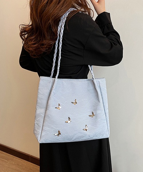 aimoha(アイモハ)の「蝶々モチーフショルダートートバッグ(ショルダーバッグ・レディース・ブラック/シルバー/ブルー/ホワイト・FREE)」の8枚目の写真