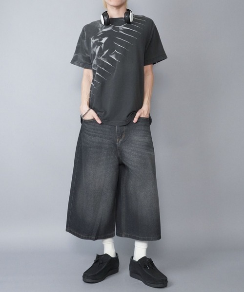 th products デニム ハーフパンツ 膝下丈 th products デニム ハーフパンツ 膝下丈