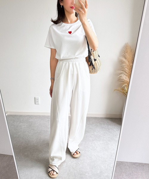 ZOZO限定】ハート刺繍Tシャツ（UVカット、接触冷感）（Tシャツ