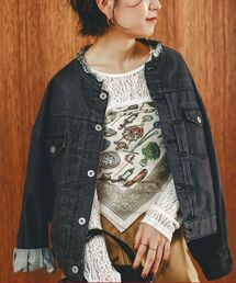 le.coeur blanc（ルクールブラン）の「ノーカラーデニムジャケット（ノーカラージャケット）」