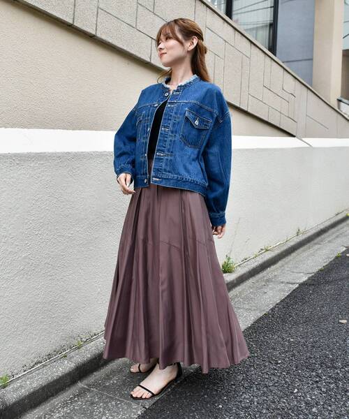 le.coeur blanc（ルクールブラン）の「ノーカラーデニムジャケット（ノーカラージャケット・レディース・ブラック/ブルー・38）」の20枚目の写真