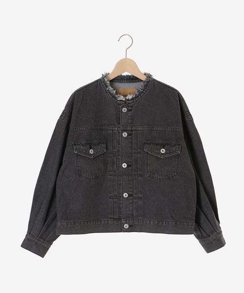 le.coeur blanc（ルクールブラン）の「ノーカラーデニムジャケット（ノーカラージャケット・レディース・ブラック/ブルー・38）」の21枚目の写真