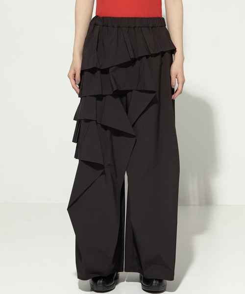 ザコシじゃない方　TAAKK ターク FRILL PANTS フリルパンツ TAAKK - 【25SS】フリル パンツ / RUFFLE PANTS / ブラック | STORY