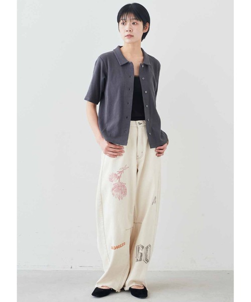 MEDE19F（メデジュウキュウ）の「ＭＥＤＥ１９Ｆ　ベアテレコカットソーシャツ（シャツ/ブラウス・レディース・ライトイエロー/チャコールグレー・M/L/LL）」の5枚目の写真