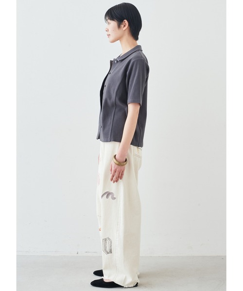 MEDE19F（メデジュウキュウ）の「ＭＥＤＥ１９Ｆ　ベアテレコカットソーシャツ（シャツ/ブラウス・レディース・ライトイエロー/チャコールグレー・M/L/LL）」の6枚目の写真