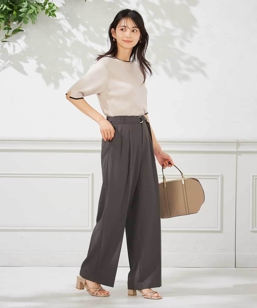 a.v.v(アーヴェヴェ)の「【洗える】ベルト付きストレートパンツ(その他パンツ・レディース・ベージュ/チャコールグレー・40/38/36)」の13枚目の写真