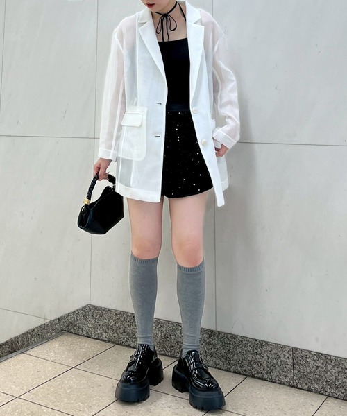 Narcissus（ナルシス）の「メッシュテーラードジャケット（テーラードジャケット・レディース・ホワイト/ブラック・FREE）」の10枚目の写真