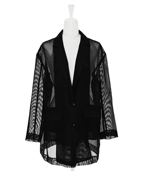 Narcissus（ナルシス）の「メッシュテーラードジャケット（テーラードジャケット・レディース・ホワイト/ブラック・FREE）」の12枚目の写真