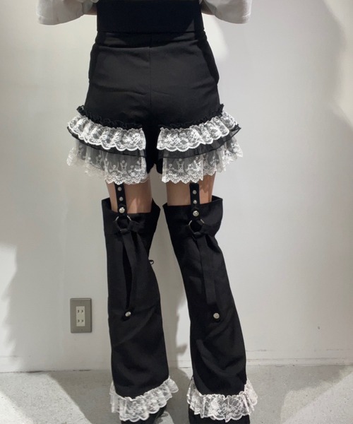 NOVESSEL(ノベセル)の「『AOSPACE』レースアップフリルショーツ&レッグカバーセット(その他パンツ・レディース・ブラック/ホワイト・SMALL/MEDIUM)」の10枚目の写真