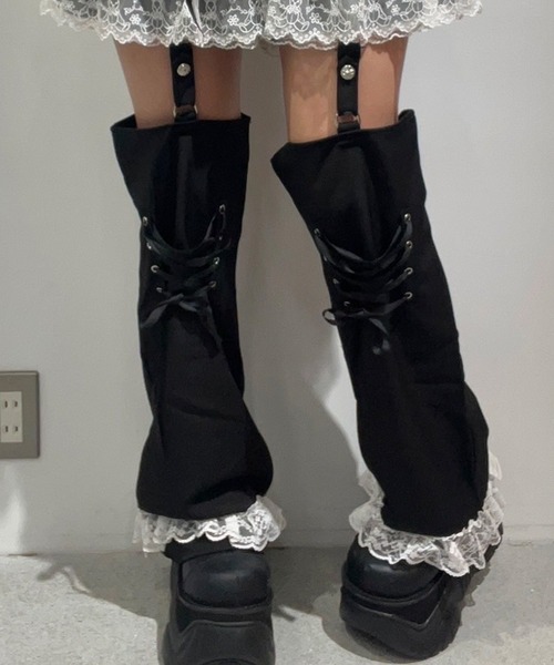 NOVESSEL(ノベセル)の「『AOSPACE』レースアップフリルショーツ&レッグカバーセット(その他パンツ・レディース・ブラック/ホワイト・SMALL/MEDIUM)」の12枚目の写真