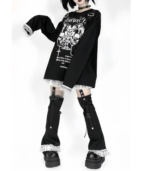 NOVESSEL(ノベセル)の「『AOSPACE』レースアップフリルショーツ&レッグカバーセット(その他パンツ・レディース・ブラック/ホワイト・SMALL/MEDIUM)」の6枚目の写真